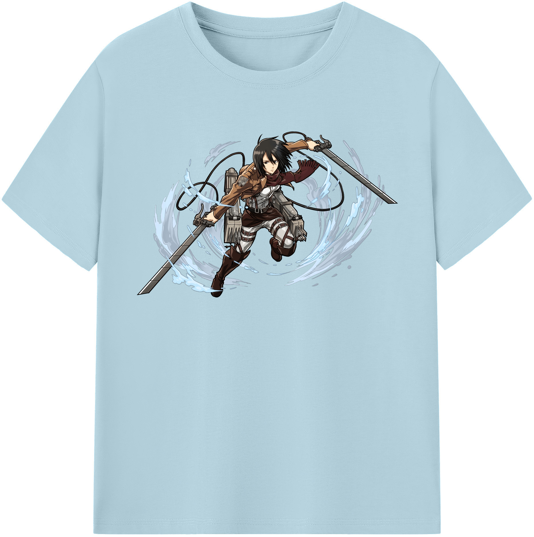 （画像用） 進撃の巨人 ミカサ·アッカーマン Attack on Titan Mikasa Ackerman 綿100％半袖Tシャツ（フロントプリント）